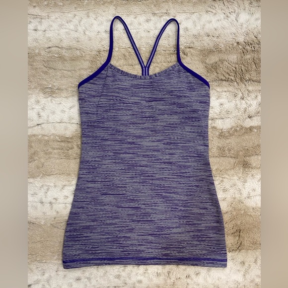 Lululemon Power Y Tank Micro Stripe Purple & White Size 6 - Picture 2 of 10